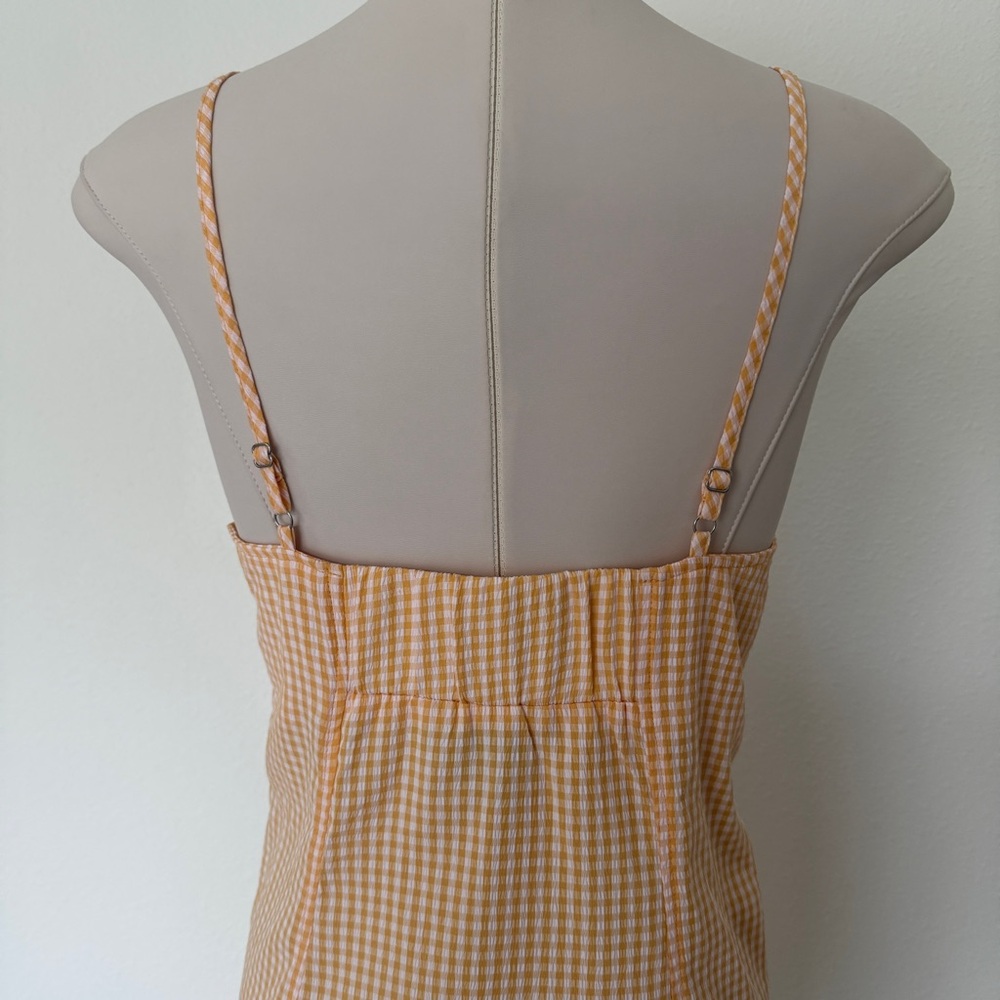 (NWOT) Orange Gingham Bustier Mini Sundress - Picture 5 of 11